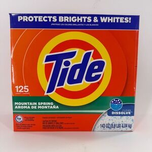 Tide Mountain Spring Powder Laundry Detergent 125 Loads 143 oz HE Turbo